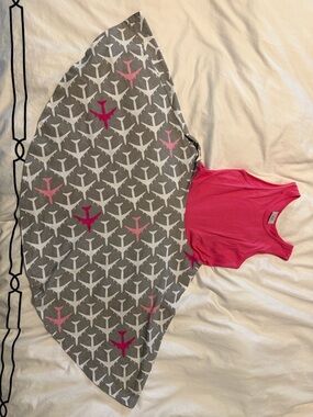 Girls Pink Tank Top dress with Gray & Pink Airplane Twirl Skirt
